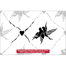 Пример трафарета Обои голубки