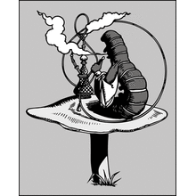 Пример трафарета Гусеница на грибе