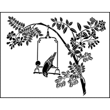 Пример трафарета Ветка с попугаем