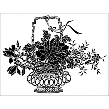 Пример трафарета Корзина с пионами 1