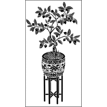 Пример трафарета Кадка с клубникой