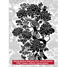 Пример трафарета Птички и пионы