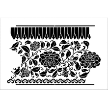 Пример трафарета Бордюр с пионами