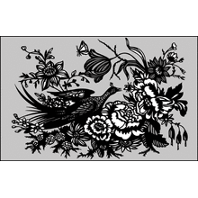 Пример трафарета Птица в цветах