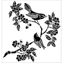 Пример трафарета Птички и сакура 3