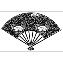 Пример трафарета Веер с камелиями