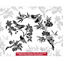 Пример трафарета Птички и сакура 6