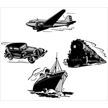 Пример трафарета Поезда, лодки, самолеты