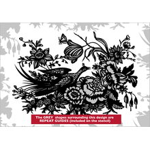 Пример трафарета Птица и цветы