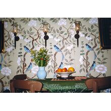 Трафарет на стене с двумя птицами