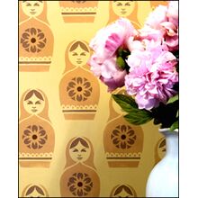 Пример трафарета для обоев с матрешками