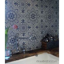 Декор стен трафаретом под плитку