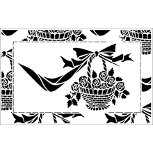 Тразмер трафарета Розы в Корзинках