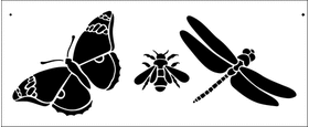 Пример трафарета Бабочка, стрекоза и пчела