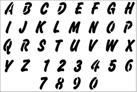 Пример трафарета Обычный алфавит
