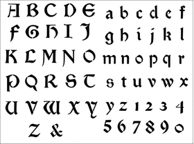 Пример трафарета Готичный алфавит