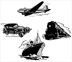 Пример трафарета Поезда, лодки, самолеты