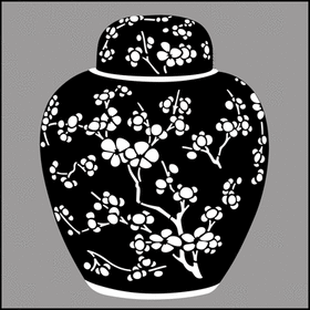 Пример трафарета Ваза с сакурой