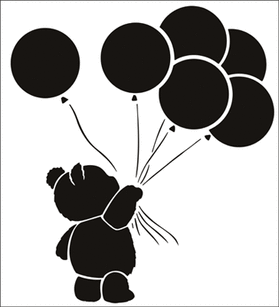 Пример трафарета Мишка и шары