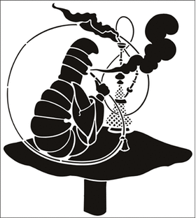 Пример трафарета Гусеница на грибе