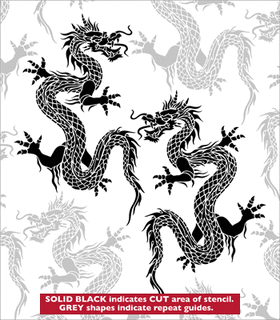Пример трафарета Ткань с драконом