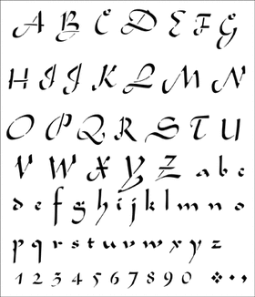 Пример трафарета Рукописный алфавит