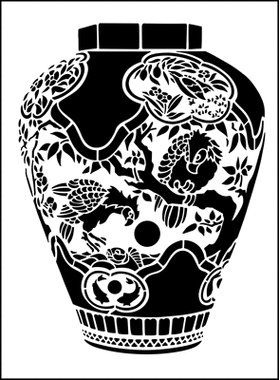 Пример трафарета Японская ваза 1