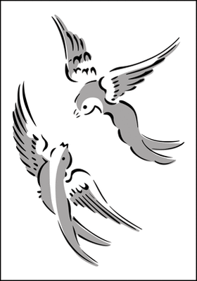 Пример трафарета Два голубя