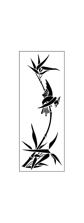 Пример трафарета Птица и бамбук